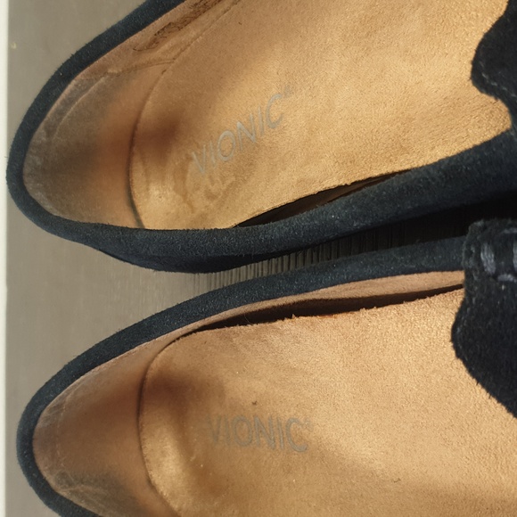 Vionic Debbie slip Navy Blue Suede Leather comfort Flats - Picture 4 of 7